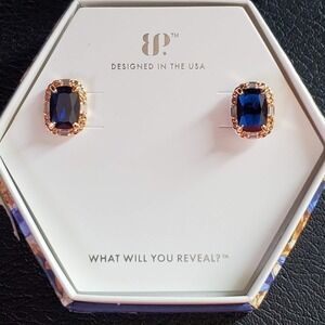Bomb Party It's Giving Glamorous Lab Sapphire Rose Gold Earrings Sept 24